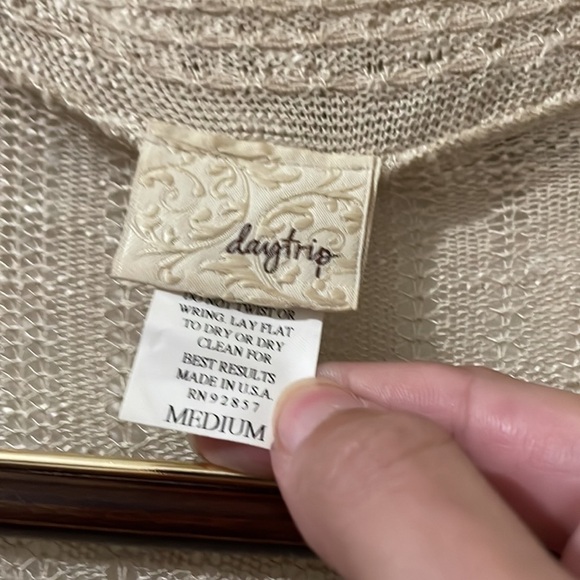 Daytrip Boho Chic Beige Open-Front Long Duster Cardigan Size M - Picture 3 of 5